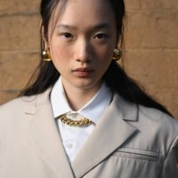 Model poses backstage ahead of the Blanca show during Australian Fashion Week Presented By Pandora 2024 at Vaucluse House on May 16, 2024 in Sydney,...