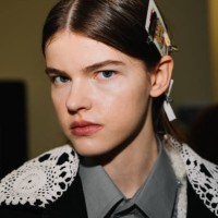 Model poses backstage at the Marco Rambaldi fashion show during the Milan Fashion Week - Womenswear Fall/Winter 2025/2026 on February 26, 2025 in...