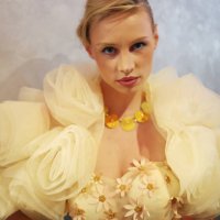 Model poses backstage prior to the Christophe Guillarmé Womenswear Spring-Summer 2025 show as part of Paris Fashion Week on September 25, 2024 in...