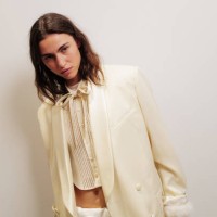 Model poses backstage prior to the Kenzo Womenswear Fall/Winter 2025-2026 show as part of Paris Fashion Week on March 07, 2025 in Paris, France.