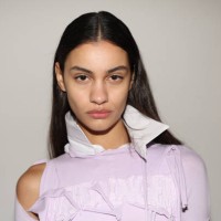 Model poses backstage prior to the Ottolinger Womenswear Fall/Winter 2024-2025 show as part of Paris Fashion Week on March 03, 2024 in Paris, France.
