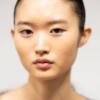 Model poses backstage prior to the Shiatzy Chen Womenswear Fall Winter 2023-2024 show as part of Paris Fashion Week on March 06, 2023 in Paris,...