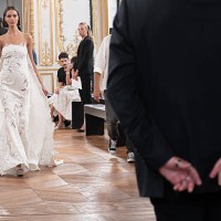 Model poses backstage prior to the Tony Ward Haute Couture Fall/Winter 2025/2026 show as part of Paris Fashion Week at Hotel Pozzo di Borgo on July...