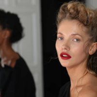 Model prepare backstage at the Frolov Fashion Show during New York Fashion Week on September 08, 2024 in New York City.