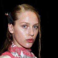 Model prepares backstage ahead of the Alix Higgins show during Australian Fashion Week Presented By Pandora 2024 at Carriageworks on May 15, 2024 in...