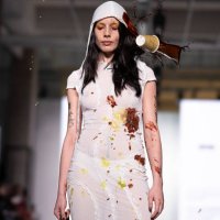 Model walks the runway at the Avavav fashion show during the Milan Fashion Week Womenswear Fall/Winter 2024-2025 on February 25, 2024 in Milan, Italy.
