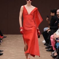 Model walks the runway at the Ferrari fashion show during the Milan Womenswear Spring/Summer 2025 on September 21, 2024 in Milan, Italy.