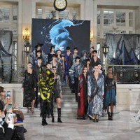 Model walks the runway at the Zifei Wang show during London Fashion Week September 2024 at The Waldorf Hilton Hotel on September 16, 2024 in London,...