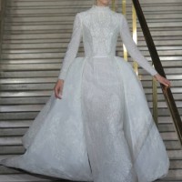 Model walks the runway during Talya Bendel's Haas Collection as part of NYFW Bridal at The Woolworth Building on October 11, 2023 in New York City.
