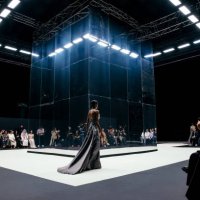 Model walks the runway during the Adnan Akbar show at Riyadh Fashion Week October 17, 2024 in Riyadh, Saudi Arabia.