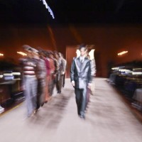 Model walks the runway during the Amiri Ready to Wear Fall/Winter 2025-2026 fashion show as part of the Paris Men Fashion Week on January 23, 2025 in...