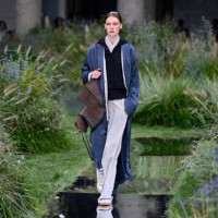 Model walks the runway during the Boss collection show at Milan's Fashion Week Womenswear Spring / Summer 2025, on September 18, 2024 in Milan.