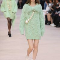 Model walks the runway during the Chanel Womenswear Fall/Winter 2025-2026 show as part of Paris Fashion Week at Grand Palais on March 11, 2025 in...