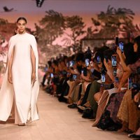 Model walks the runway during the Christian Dior Haute Couture Fall/Winter 2023/2024 show as part of Paris Fashion Week on July 03, 2023 in Paris,...