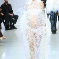 Model walks the runway during the Christopher Esber Womenswear Spring-Summer 2025 show as part of Paris Fashion Week on September 26, 2024 in Paris,...