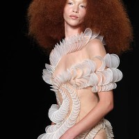 Model walks the runway during the Iris Van Herpen Haute Couture Fall/Winter 2025/2026 show as part of Paris Fashion Week on July 07, 2025 in Paris,...