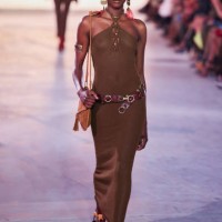 Model walks the runway during the Isabel Marant Paris Womenswear Spring-Summer 2025 show as part of Paris Fashion Week on September 29, 2024 in...