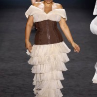 Model walks the runway during the Jean Paul Gaultier Haute Couture Spring-Summer 2025 show as part of Paris Fashion Week on January 29, 2025 in...