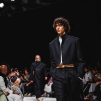 Model walks the runway during the KML show at Riyadh Fashion Week October 20, 2024 in Riyadh, Saudi Arabia.