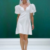 Model walks the runway during the Marylise-Rembo Styling-Carta Branca show as part of the Barcelona Bridal Week 2022 on April 21, 2022 in Barcelona,...