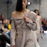 Model walks the runway during the Rokh Womenswear Fall Winter 2023-2024 show as part of Paris Fashion Week on March 06, 2023 in Paris, France.