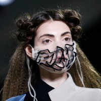 Model walks the runway, face mask detail, for the Blancore fashion show during February 2020 - New York Fashion Week: The Shows at Gallery II at...