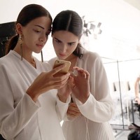 Models are seen backstage before the Luigi Borbone fashion show as part of AltaRoma AltaModa Fashion Week Fall/Winter 2015/16 at Palazzo Delle...