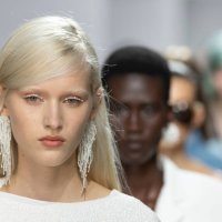 Models, beauty detail, walk finale of the runway during the Christopher Esber Womenswear Spring-Summer 2025 show as part of Paris Fashion Week on...