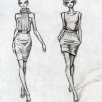 models (black-and-white) - fashion stock illustrations