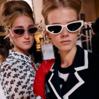 Models get ready backstage ahead of the Bora Aksu Spring/Summer 2025 collection, at London Fashion Week in London, on September 13, 2024.