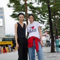 Models Jiwoo Chae and Lim Heesun at Seoul Fashion Week S/S 2025 on September 05, 2024 in Seoul, South Korea.