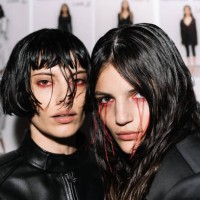 Models pose backstage at the Almaz Fashion Show during the Mercedes-Benz Bucharest Fashion Week 2024 on October 17, 2024 in Bucharest, Romania.