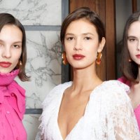 Models pose backstage at the Luisa Spagnoli fashion show during the Milan Fashion Week - Womenswear Fall/Winter 2025/2026 on March 01, 2025 in Milan,...