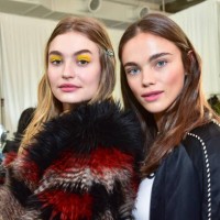 Models pose backstage at the Zadig & Voltaire show during New York Fashion Week at Skylight Modern on February 13, 2017 in New York City.
