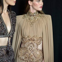 Models pose backstage prior to the Zuhair Murad Haute Couture Fall/Winter 2025/2026 show as part of Paris Fashion Week on July 09, 2025 in Paris,...