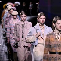 Models present creations by Chanel for the Women Ready-to-wear Fall-Winter 2024/2025 collection as part of the Paris Fashion Week, in Paris on March...