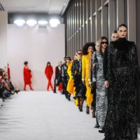 Models walks the runway during the Alfredo Martinez show as part of the Mercedes-Benz Fashion Week Mexico 2022 - Day 2 at Museo Anahualcalli on April...