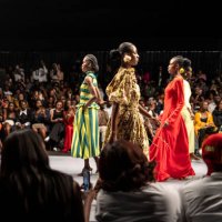 Models wearing creations by Nigerian designer Orire walk the runway during Lagos Fashion Week in Lagos on October 26, 2024.