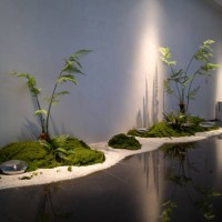 modern architecture indoor artificial landscape green plants - garden decoration stock pictures, royalty-free photos & images