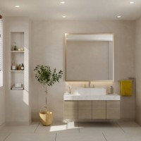 modern bathroom with cabinet, mirror and potted plant - home decoration stock pictures, royalty-free photos & images