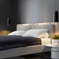 modern bedroom with matte black tile walls and floor - home decoration stock pictures, royalty-free photos & images