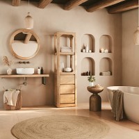 modern boho bathroom with soft lighting - home decoration stock pictures, royalty-free photos & images