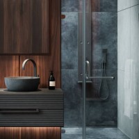 modern dark luxury minimalist bathroom - home decoration stock pictures, royalty-free photos & images