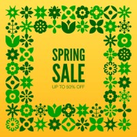 modern geometric flower frame spring sale banner template background - garden decoration stock illustrations