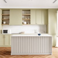 modern kitchen in luxury home with island and hardwood floor - home decoration stock pictures, royalty-free photos & images