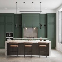 modern kitchen interior with green wall - home decoration stock pictures, royalty-free photos & images