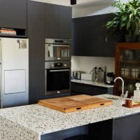 modern kitchen with a marble island in a home - home decoration stock pictures, royalty-free photos & images