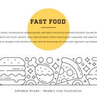 modern line illustration of fast food concepts - food stock illustrations