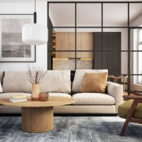 modern living room interior - 3d render - home decoration stock pictures, royalty-free photos & images