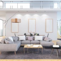 modern living room interior panoramic view - home decoration stock pictures, royalty-free photos & images